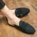 Casual Small Leather Shoes Summer Breathable Bun Head British Half Sandals Korean Version Of A Large Size Slip-on Lazy Casual Shoes Men_vogvips.com