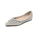 French Pointed Single Shoes Women's Flat Bottom Shallow Mouth Rhinestone Wedding Shoes With Skirt Temperament Women's Shoes_vogvips.com