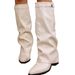 2025 New Model Cross-Border Pleated High-Heel Fashion Thick Heel Plus Size British Style High-Tube Boots For Women Wish_vogvips.com