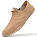 Men's Hand Stitched Leather Loafers Elastic Lace Slip On Non-Slip Casual Driving Shoes_vogvips.com