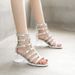 Women's Roman 2025 Summer New Round-Toe Chunky Heel High Heels With Back Zipper Fashionable Hollow-Out Shoes And Sandals_vogvips.com
