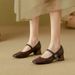MTX Mary Jane For With One Strap 2025 Spring Summer New Chunky Heel Single Women Shallow Mouth French High Heels Women's_vogvips.com