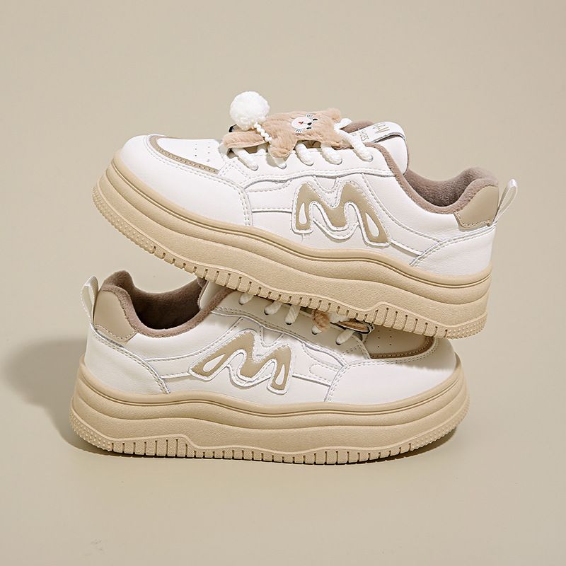 Fleece Board Shoes Female Student Sports Platform Thermal Casual Shoes_vogvips.com