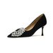 Cameido Women's High Heels - 7.5CM Pointed Toe Stiletto Pumps With TPU Sole & Velvet Fabric (Black/Burgundy)_vogvips.com