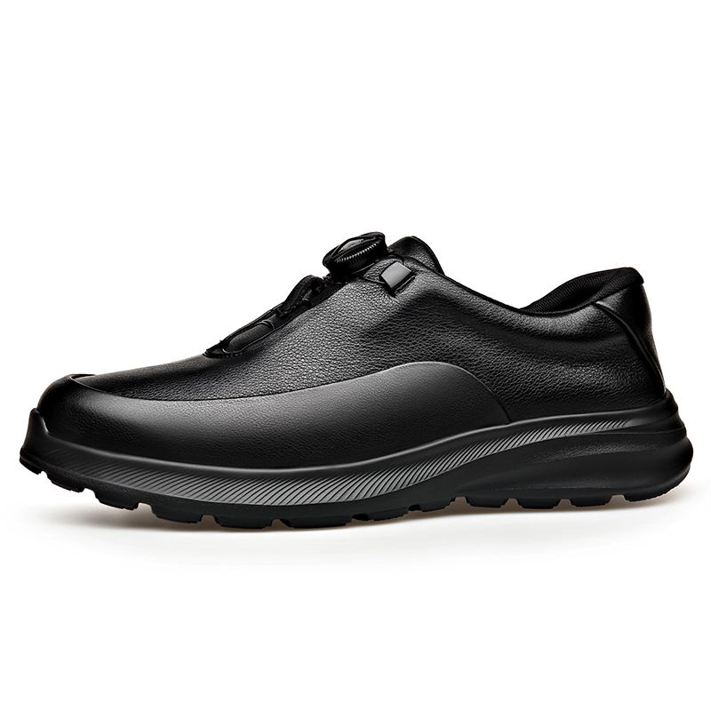 Men's Top Grain Leather Casual Shoes, Knob Business Leather Shoes With Thick Soles, Anti-Slip And Lightweight Walking Sneakers_vogvips.com
