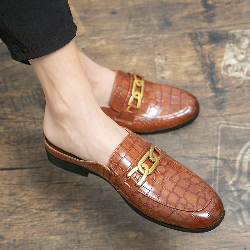 100% Genuine Leather Men’s Half For Men Mules Casual Designer Shoes Fashion Loafers Luxury Black Slippers 2022_vogvips.com