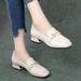 Soft-soled Loafers Women's Square Head Shallow Mouth Single Shoes Women's One-pedal Small Leather Shoes Square Heel British Style_vogvips.com