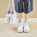 Little White Shoes Female Students Thick-soled Heightening Shoes Breathable Casual Shoes Board Shoes_vogvips.com
