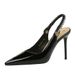 1859-K201 European And American Style Patent Leather High Heels Shallow Mouth Pointed Toe Fashion Backless Strap_vogvips.com