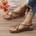 Trendy Flip-flop Woven Flat Beach Sandals 2024 New Casual European And American Large Size Slip-on Women's Shoes_vogvips.com