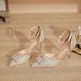 Women's Shoes Champagne Gold Stiletto Heels For Women - Rhinestone & Square Buckle Bridal Shoes, Elegant Wedding Party Heels_vogvips.com