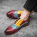 Men's Business Formal Wear, Brogue Carved British Style, Color-blocked, Height-increasing Leather Shoes For Grooms And_vogvips.com