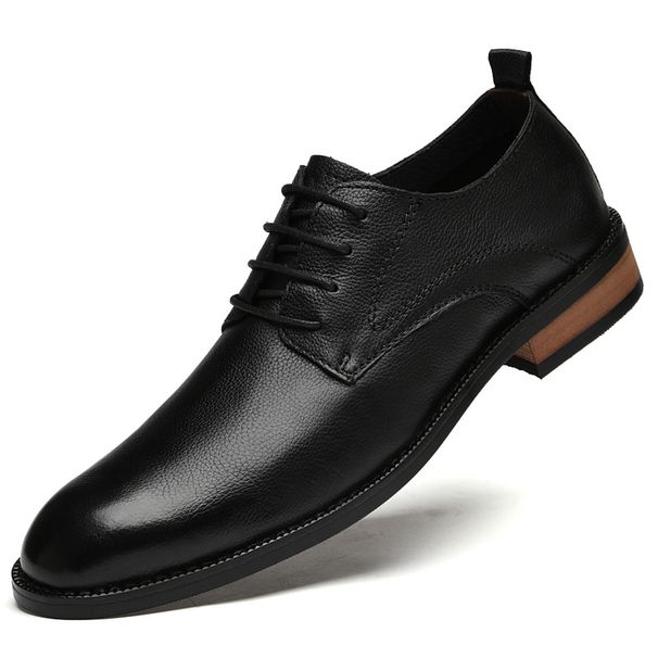 Bottom Polishing Style Formal Leather Shoes Men's Casual Leather Shoes Low-top Heightening Lace-up Men's Shoes_vogvips.com