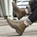 Men's Genuine Leather Martin Boots With Lace-Up Design, Rugged Work Boots For Outdoor & Casual Wear, Wide Sizes Available_vogvips.com