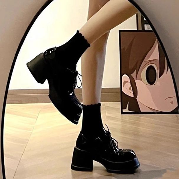Height Increasing Casual Loafers Women S New With Straps Thick Sole Versatile British Style Small Leather Shoes_vogvips.com