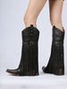 Women‘S Riding Western Knee High Boots Pointed Toe Chunky Heel Buckle Fringe Fashion Music Festival Boots For Girls_vogvips.com