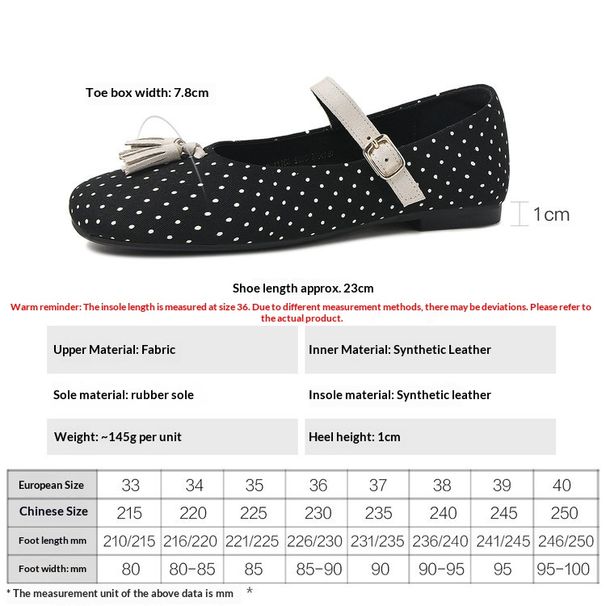 Cameido Women's Mary Jane Flats With Polka Dots Round Toe Tassel Strappy Soft Sole Spring Shoes_vogvips.com