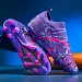 Mens Pink Green Firm Ground Soccer Cleats Breathable Knit For Professional Football Training Daily Outfit_vogvips.com