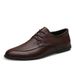Round Head First Layer Shoes Front Lace-up Leather Shoes Men's Work Dress Men's Shoes_vogvips.com