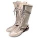 Women Boxing Boots Sheepskin Version~ Genuine Leather Soft Sole Sports Training Hunting Boxing Color Block Long Martin Mid-Calf Boots For_vogvips.com