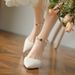 Cheongsam-inspired Niche High-heeled Shoes For Women, 2026 Summer, Pointed Toe, Thin Heel, Pearl Strap, Hollowed-out,_vogvips.com