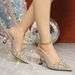 Exclusive Cross-border Sales: Rhinestone Pearl Pointed Toe Open-back Wine Glass Stiletto High Heels For Women In Gold_vogvips.com
