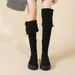 Fall/Winter New Over-the-Knee Boots Slim-Fit Suede Women's Style Long-Legged Chunky-Heeled Boots_vogvips.com