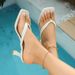 Women's Square Toe Mid Heel Slippers Summer Style Roman Sandals European American Flip Flops With Stiletto Heels_vogvips.com