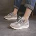 New round head rhinestones lace-up women's single shoes fashion sports shoes_vogvips.com