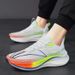 Gradual Change Rainbow Color Flying Woven Racing Shoes, Professional Long-distance Running Lightweight Sports Shoes_vogvips.com