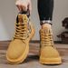 European Warm Series Winter New High-top Round Toe Martin Leather Patchwork Fashion British Style Versatile Workwear Sports Men's Boots_vogvips.com