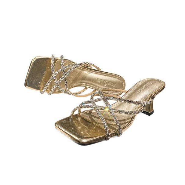 Women's Glitter Strappy Sandals – French-Inspired Block Heel Open-Toe Shoes For Dresses (Black/Gold/Silver)_vogvips.com