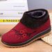 Winter Cotton Shoes, Women's Fleece-Lined Thickened Short Snow Boots, Elderly Anti-Slip Round Toe Slip-On Mom Shoes_vogvips.com