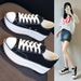 New Classic Women Shoes Thick Bottom,Height Increase,Anti Slip,Thin Breathable Casual Canvas Shoes Spring Autumn Shoes White Sneakers_vogvips.com