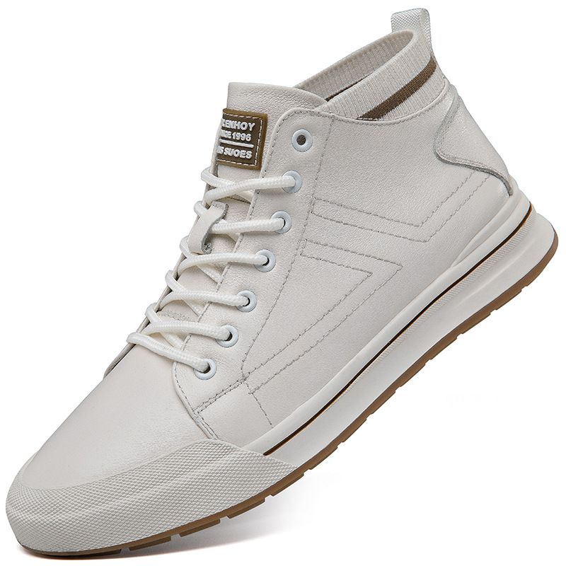 Invisible Mid-top Heightening Shoes Men's Breathable British Style Soft Sole Inner Heightening Men's Shoes Sports And Leisure Board Shoes_vogvips.com