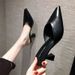 Pointed Toe High Chunky Heel Sandals Women, Outdoor Wear, Trendy And Versatile, Mid-Heel Slip-On Shoes For Summer 2023_vogvips.com
