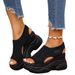 Thick Sole Sandals Women's Summer New Fish Mouth Plaideasiest For Match Flyknit Sports Casual Sandals_vogvips.com