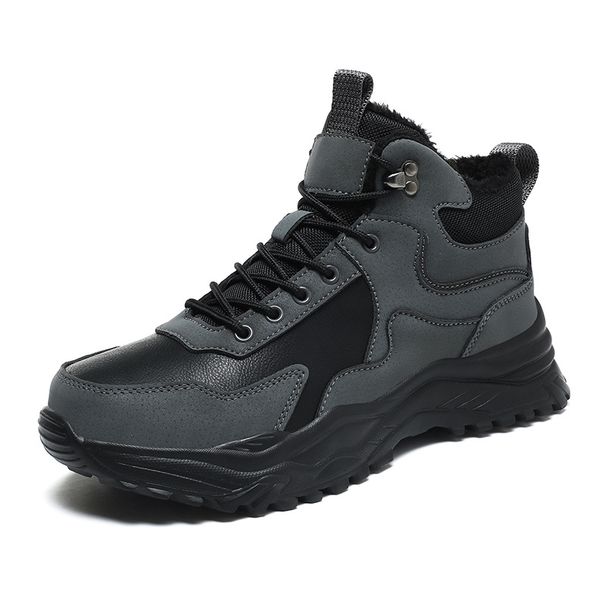 Men's Shoes Winter Outdoor Sports High Top Shoes, Thick Anti Slip Warm, Northeast Hiking And Mountaineering With Fleece_vogvips.com