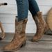 New Plus Size Women's For Autumn And Winter, V-neck Embroidered Sleeve, Thick Heel Knight , Midsole Pointed Cowboy_vogvips.com