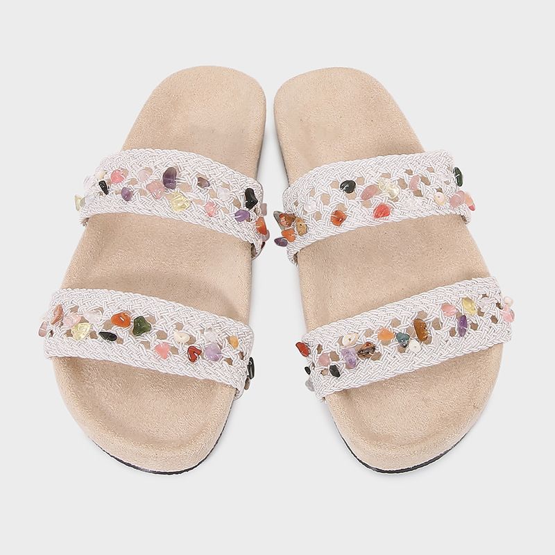 Summer Women's Casual Fashion Strappy Flat Sandals Thick Soled Bohemian Slip-On ZA2024_vogvips.com