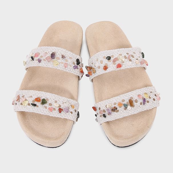 Summer Women's Casual Fashion Strappy Flat Sandals Thick Soled Bohemian Slip-On ZA2024_vogvips.com