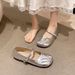 French Silver Strap Mary Jane Single Shoe Women's Half Drag 2025 New Summer Outfit Skirt Soft Flat Bean Shoes_vogvips.com