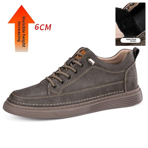 thick-soled High-top Shoes Men's Retro Casual Invisible Inner Height-increasing Men's Shoes Men's Medium-top Board Shoes_vogvips.com