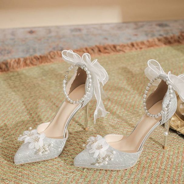 Minimalist Pearl Accent Pumps - Convertible Ankle Strap (From Church Ceremony To Banquet, Cushioned Insole)_vogvips.com