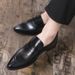 New Fashion Men's British Black Business Casual Loafer Shoes Daily Driving Office Leather Shoes One Foot Pedal Lazy Brown Banquet Dress Wedding Men's_vogvips.com