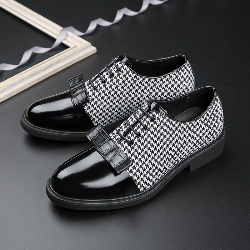 Men's Fashion Bow Dress Formal Derby Shoes Black Business High-end Trendy Men's Shoes Oxford Shoes British Round Toe Wedding New Shoes_vogvips.com