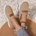 2025 New Mesh Solid Color Round Toe Low Top Single Shoe For Women, Chain Size Plus Sports Style Casual Board Shoes_vogvips.com