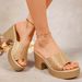 Plus Size High Heeled Sandals For Women Outdoor Summer Style Chunky Sequined Heel European American Style_vogvips.com