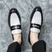 Spring NEW Black And White Two-tone Leather Shoes, Large-sized Loafers, Business Casual Men's Shoes_vogvips.com