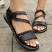 Casual Women's Braided Strap Flat Sandals Open Toe Comfort White Summer Beach Shoes Large Size_vogvips.com